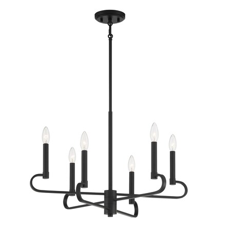 Designers Fountain Summit 6 Light Traditional  Matte Black with Chandelier For Dining Rooms D269C-6CH-MB